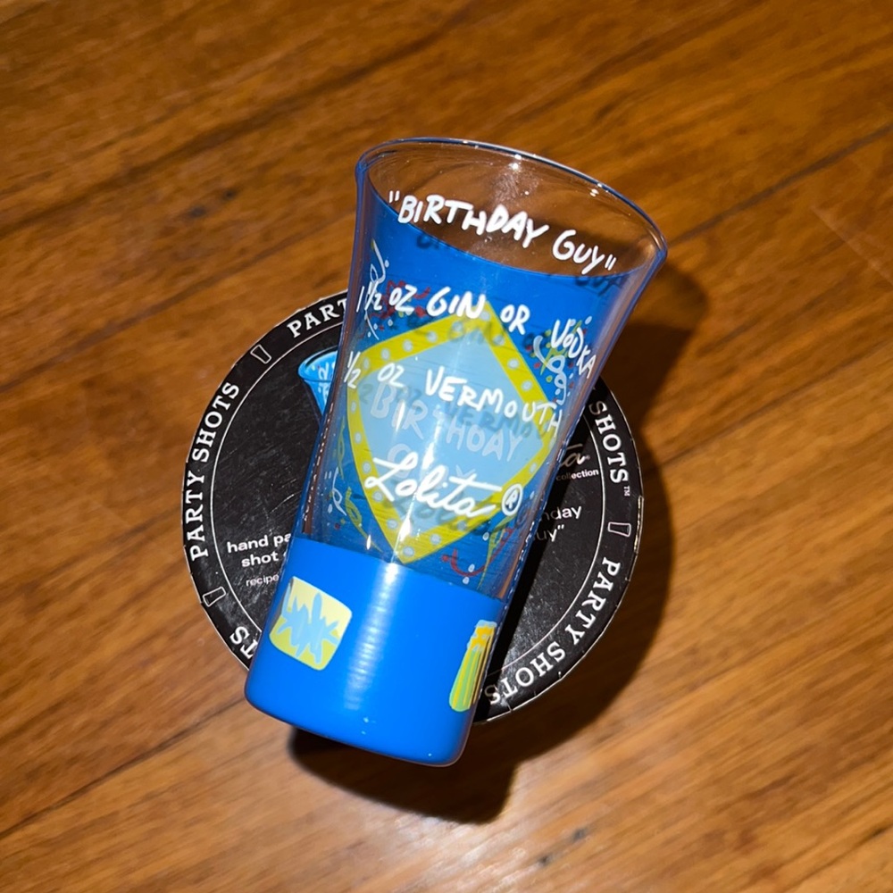 Lolita hand painted shot glass Birthday Guy